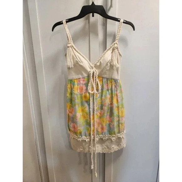 Tracy Feith Floral Crochet Rope Mini Sundress Sz XS - Picture 1 of 9